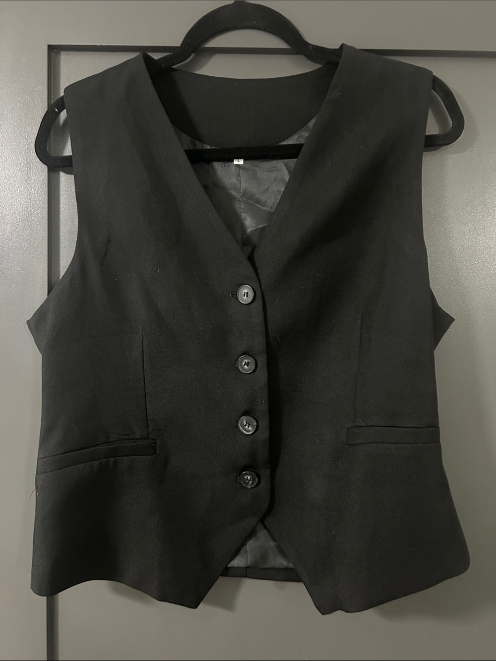 SHEIN Black Women's Tailored Button Vest